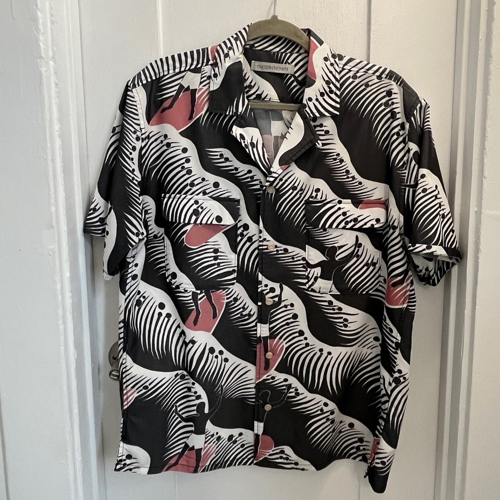 Outerknown Backyard short sleeve button down surfer print